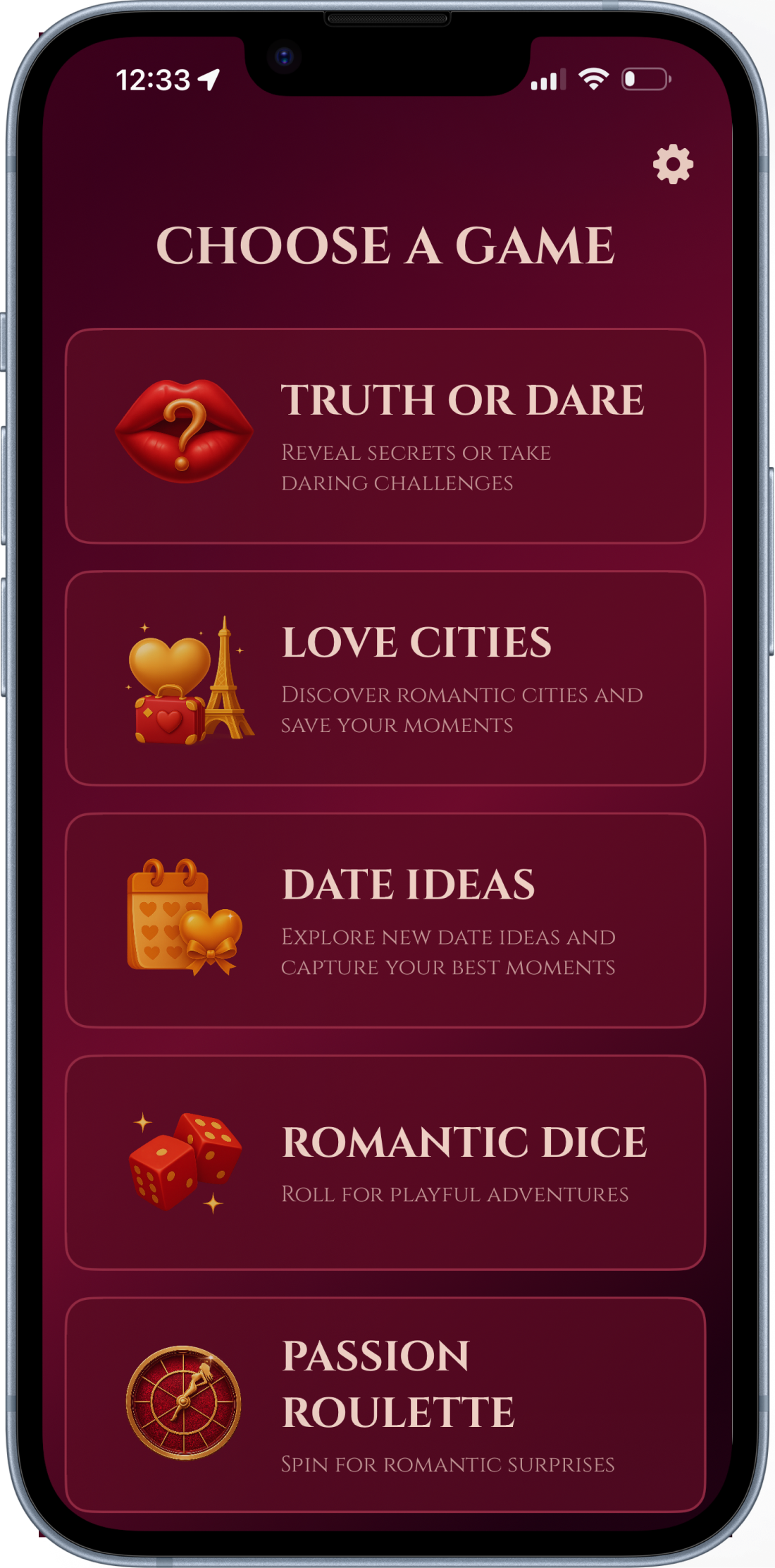 SpicyX home screen